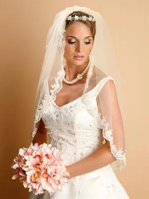 Lace Embroidered Mantilla Wedding Veil