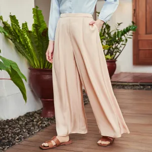 Satin Wide Pants - Latte